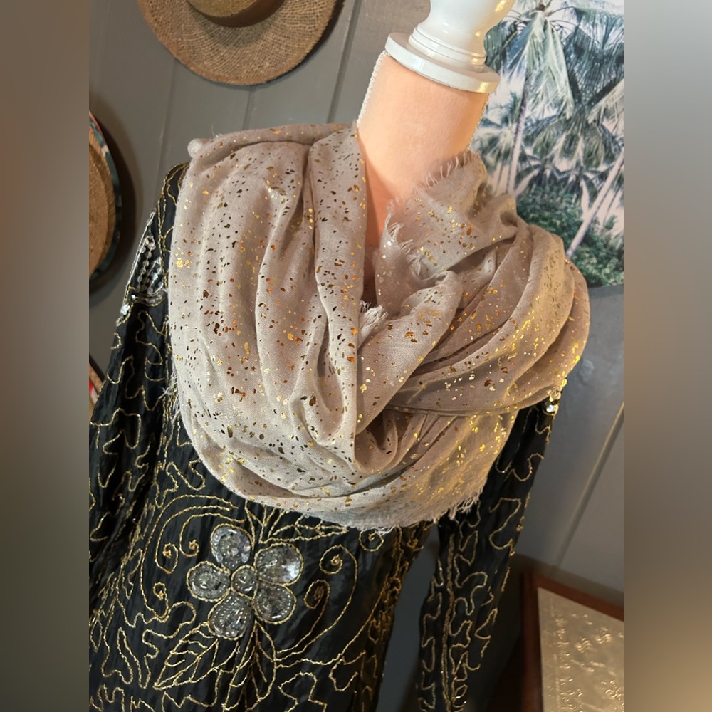 Gold Speckle Beige Scarf
